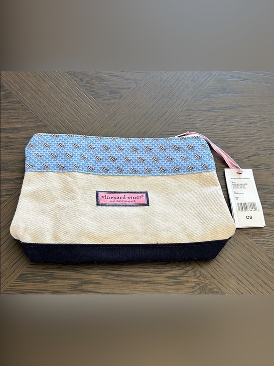 Vineyard Vines Handbags - Vineyard Vines Blue Canvas Cosmetic Pouch with Pink Logo